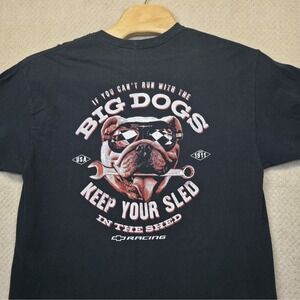 Big Dogs Chevrolet Racing T-Shirt XL Bulldog Sled Hot Rod Car Mechanic Tee Black